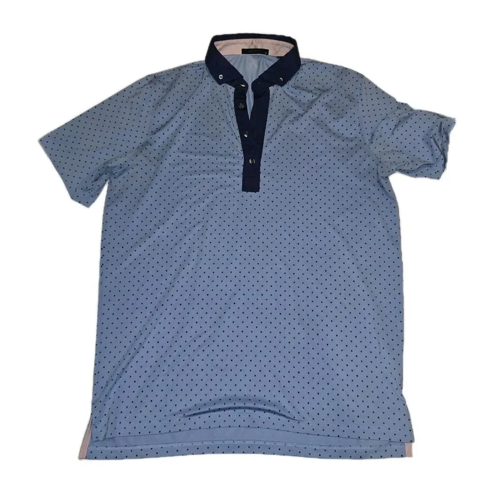 Greyson Polo Shirt Mens Medium All Over Print Button Down Golf Stretch Tech